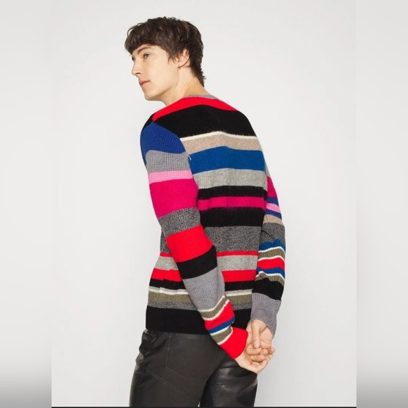NWOT THE KOOPLES Multicolored Striped Wool Blend Crew-neck Ribbed Sweater Size M - Picture 4 of 15